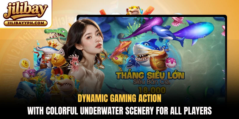 Dynamic gaming action with colorful underwater scenery for all players