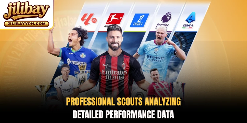 Professional scouts analyzing detailed performance data