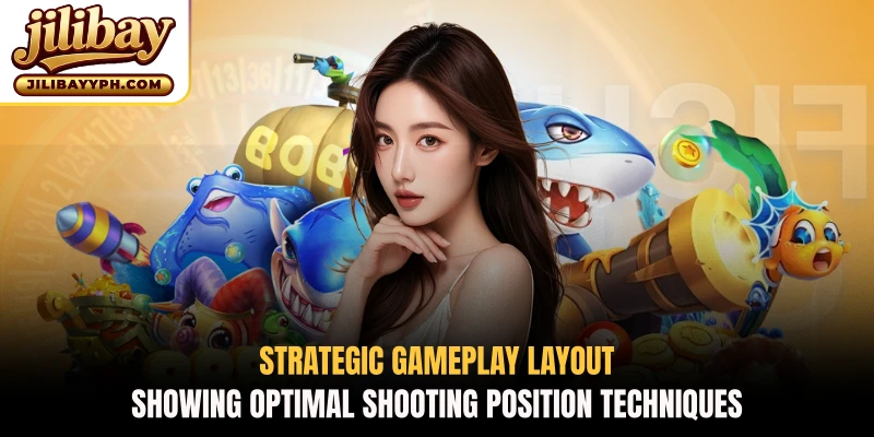 Strategic gameplay layout showing optimal shooting position techniques