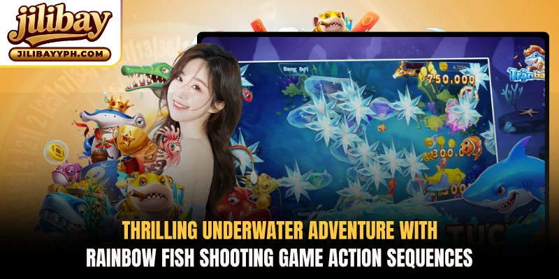 Thrilling underwater adventure with Rainbow Fish shooting game action sequences